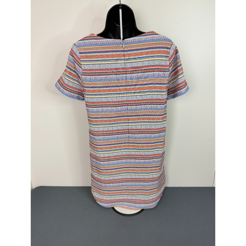 Ellison Women's Size Small Multicolored Stripe Tunic Mini Shift Dress Boho 90s - Picture 6 of 7